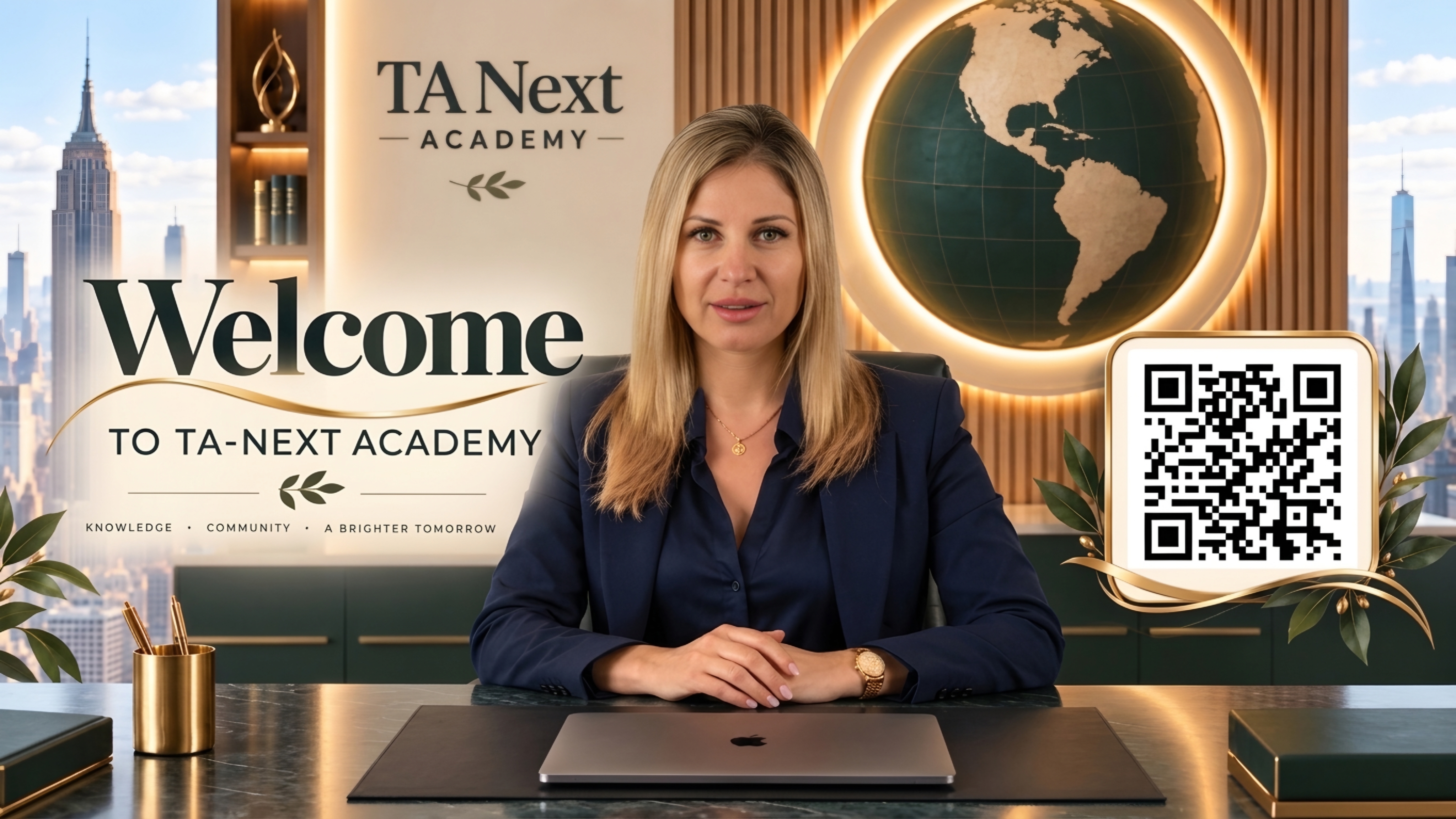 Viktoriia welcoming visitors to TA Next Academy