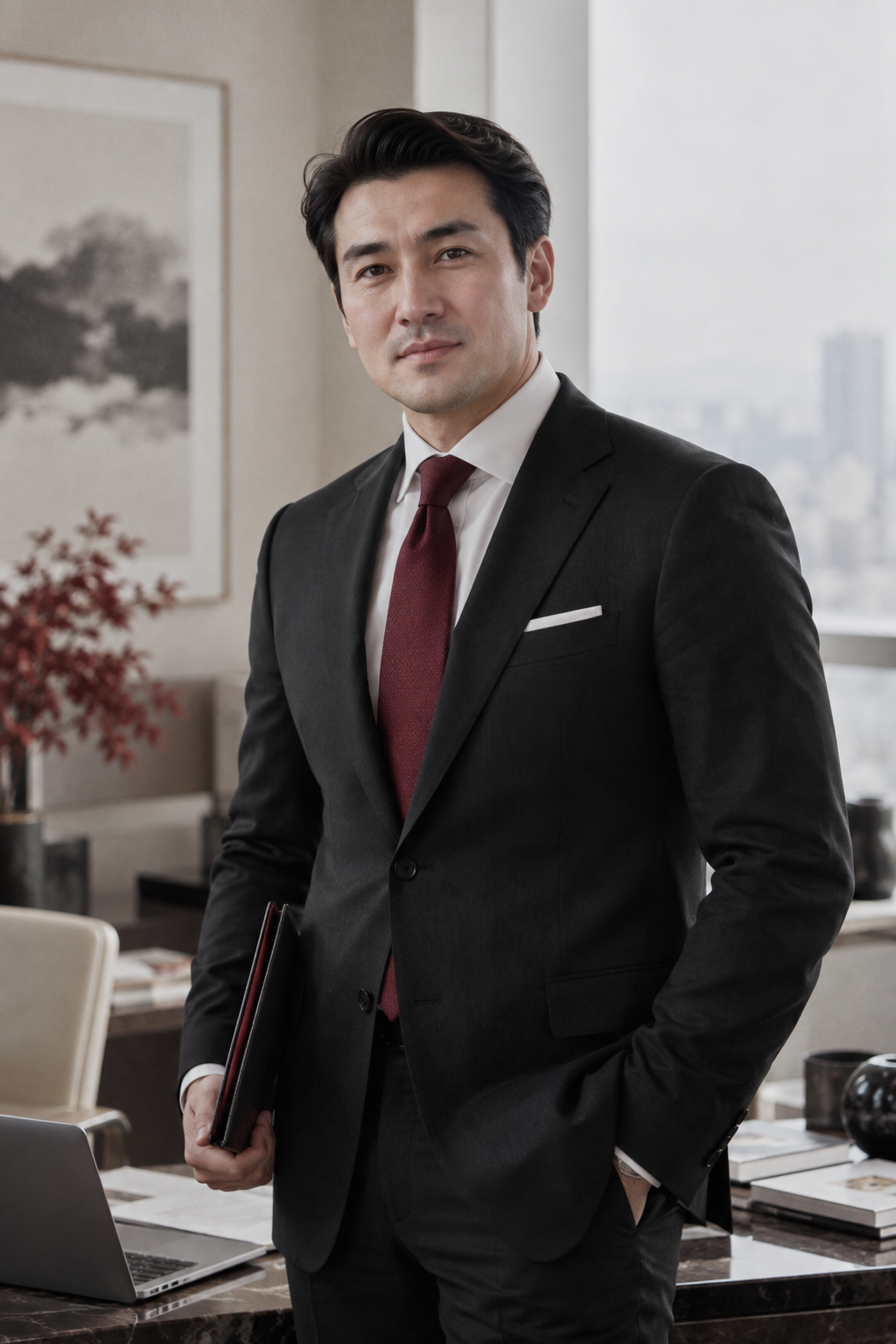 A consultant in a refined business office